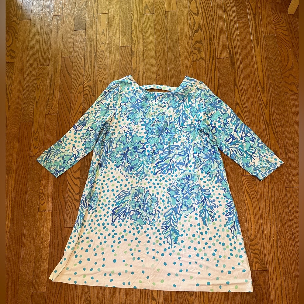 Lilly Pulitzer Blue and White Floral Midi Dress